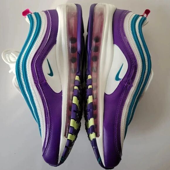 NEW Nike Air Max 97 Hornets Summit White/Purple/Teal CI7388-101 Womens US8 - Picture 4 of 12